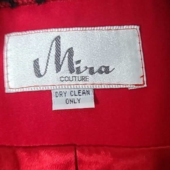 Vintage  Mira Couture Red Black Lace Soft Goth Designer Blazer - Picture 5 of 16
